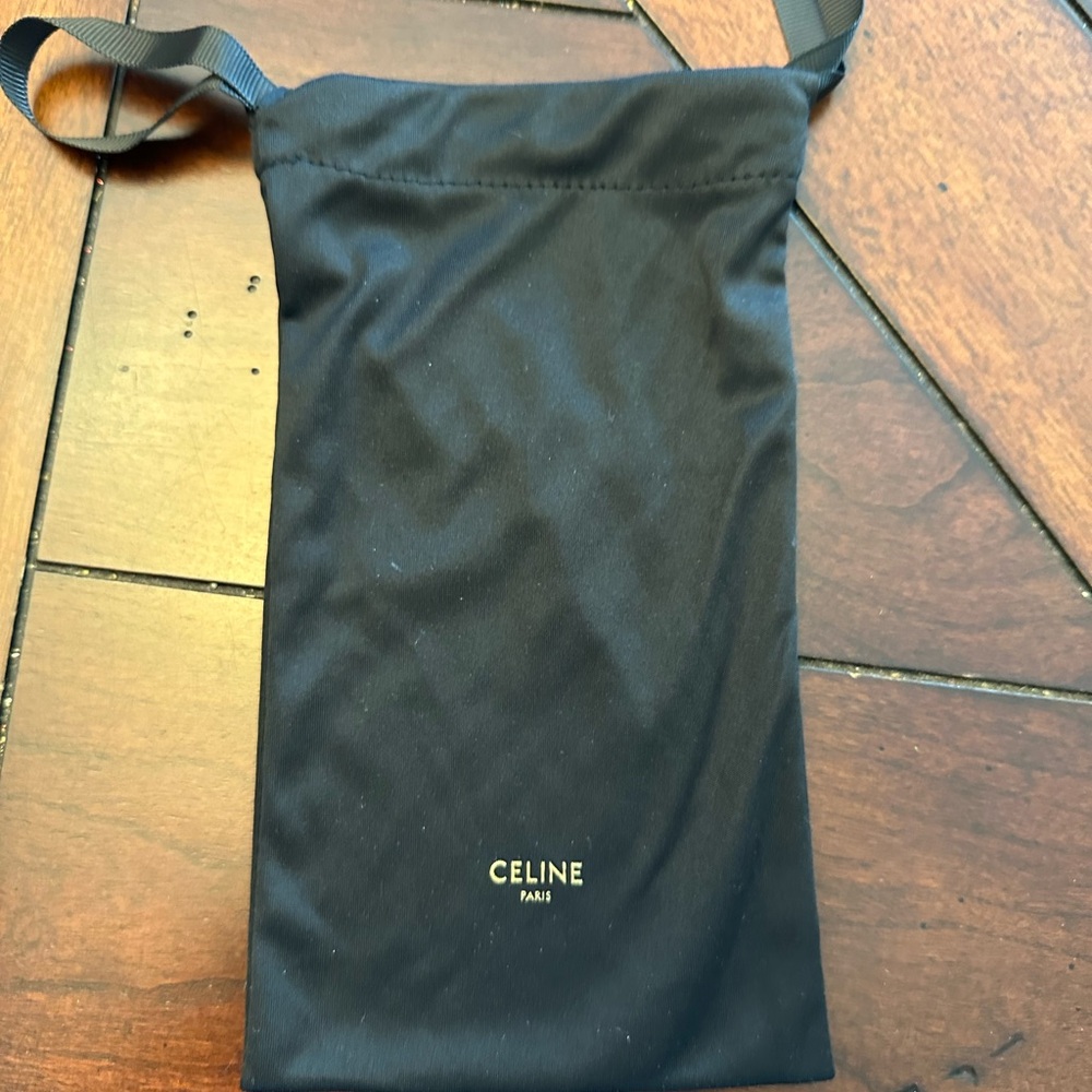 Authentic Celine Black Sunglass Pouch with Gold Logo